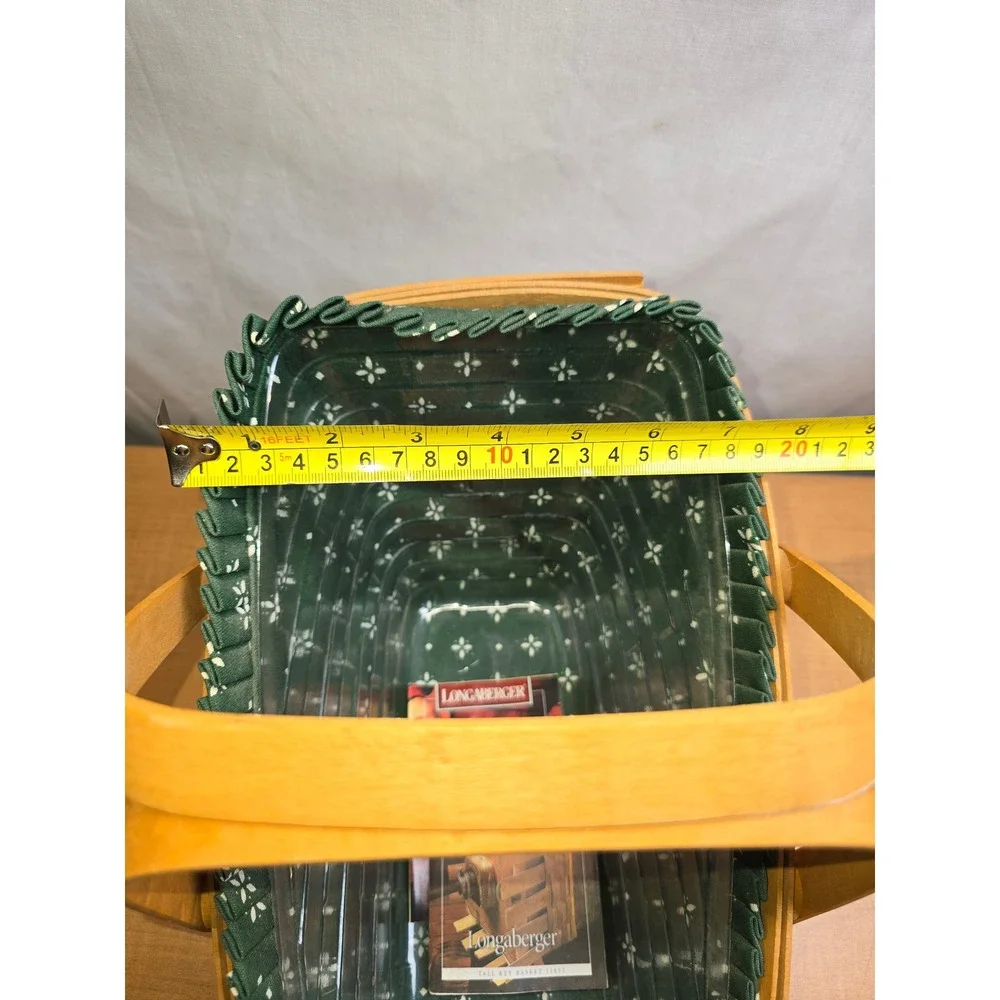 Vintage Longaberger Signed Basket, Liner, Insert, paperwork Slanted Swing Handle